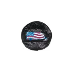 Camco Life Is Better At The Campsite 27" RV Spare Tire Cover- Black Vinyl, USA Flag RV