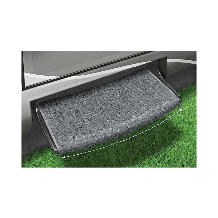 Prest-O-Fit Stone Gray 22" Wraparound Radius RV Step Rug 1 Prest-O-Fit Stone Gray 22" Wraparound Radius RV Step Rug
