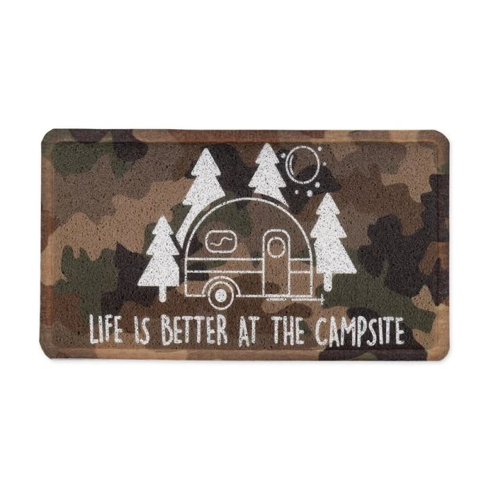 Camco Life Is Better At The Campsite Camo RV Design Scrub Rug Welcome Mat 1 Camco Life Is Better At The Campsite Camo RV Design Scrub Rug Welcome Mat