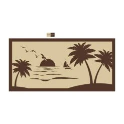Faulkner 9' X 18' Beach And Palm Tree Design Patio Mat