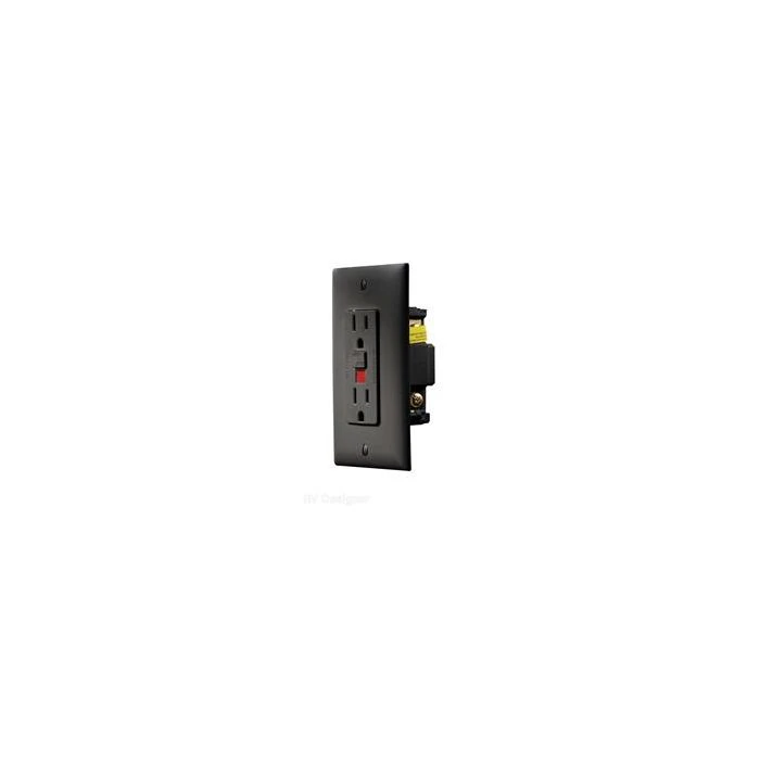 RV Designer Black GFCI Dual Outlet With Cover-Plate 1 RV Designer Black GFCI Dual Outlet With Cover-Plate