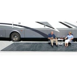 Prest-O-Fit Stone Gray 8' X 20' Outdoor Patio Rug