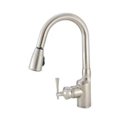 American Brass Company Brushed Nickel Front Single Lever Gooseneck Pull-Out Kitchen Faucet
