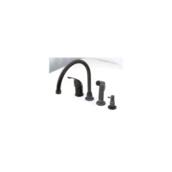 American Brass Company Oil Rubbed Bronze Single Lever Gooseneck Kitchen Faucet With Spray And Soap Kit